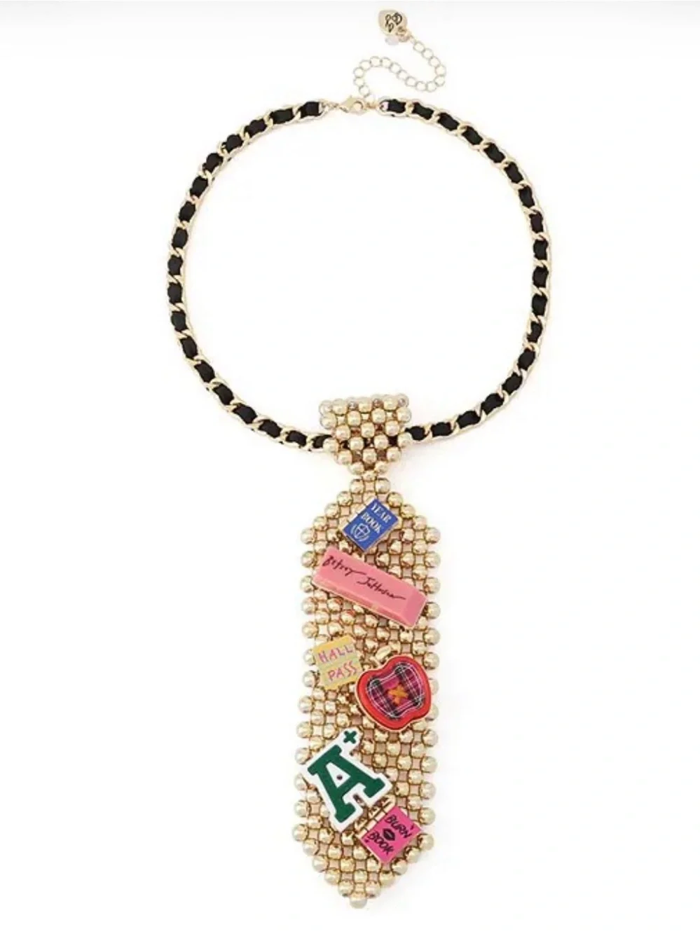Née Betsey Johnson Best In Class School Charm Tie Long Pendant Necklace